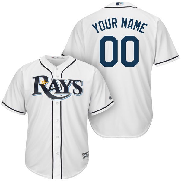 Men Tampa Bay Rays Majestic White Cool Base Custom MLB Jersey